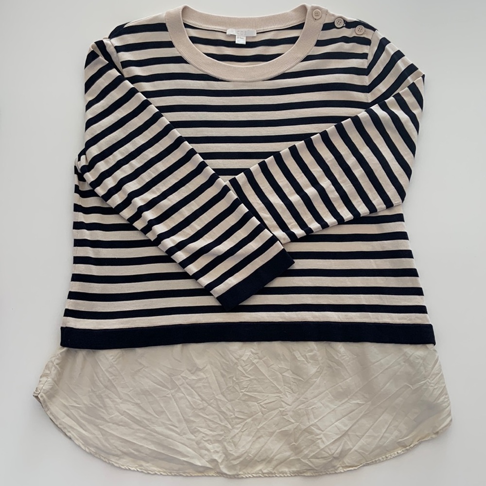 Cos - striped cotton and silk mixed material top